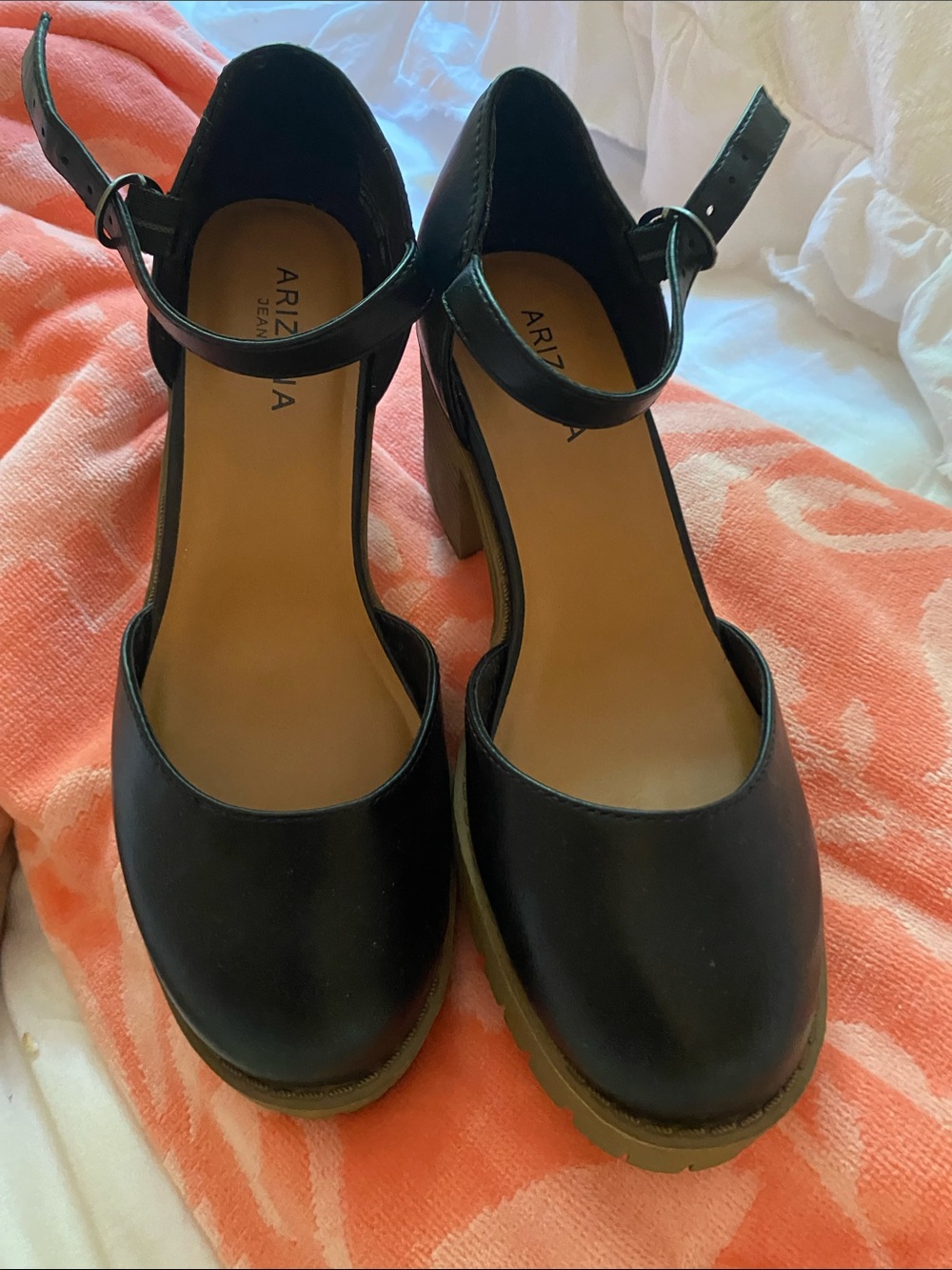 Arizona Jean Company Black Platform Ankle-Strap Block Heels